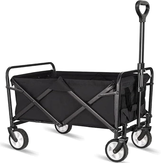 Beach Cart Large Capacity, Heavy Duty Folding Wagon Portable, Collapsible Wagon for Sports, Shopping, Camping Collapsible Foldable cart(220 LBS Capacity)
