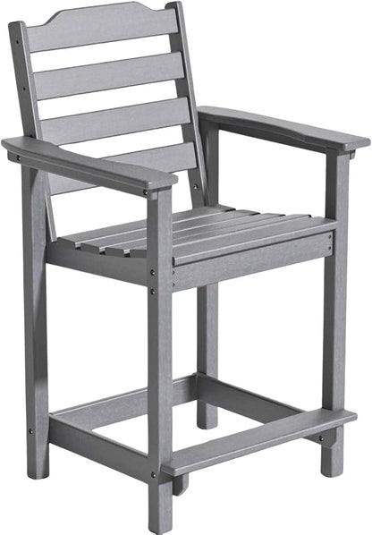 OTSUN Tall Adirondack Chair, 24 inches HDPE Bar Height Outdoor Chair, All Weather Resistant Adirondack Bar Stools for Balcony, Porch Kitchen (1 PC, Gray)