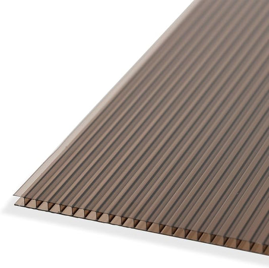 BPS 6Pcs 62'' (W) x 28'' (L) x 0.2'' Polycarbonate Panels, Waterproof UV Protected Reinforced Sheets, Outdoor Greenhouse and Gazebo Covering, Twin-Wall Bronze Sheets