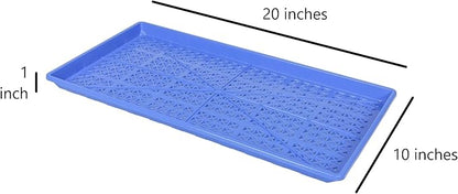 SUNPACK 10" x 20" Heavy Duty Mesh Plastic Seed Starting Tray, Blue, 1" - Ensures Water Drainage and Aeration, Perfect for Greenhouses or Indoor Gardening