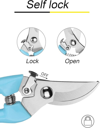 Curve Gardening Scissor with Sharp Stainless Steel Blade Garden Shears for Cutting Flowers Trimming Plants of Yard Florist Flower Rose Herb Hedge Bonsai and Fruits Picking (Black Handle)