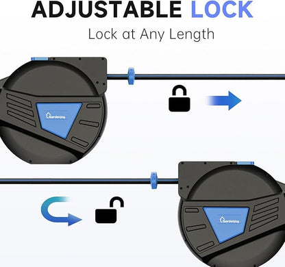 GARDENJOY Retractable Garden Hose Reel, 100ft x 1/2 inch Heavy Duty Garden Hose with 180°Swivel Wall Mounted Bracket, 10 Pattern Sprayer Nozzle, Any Length Lock & Slow Return System