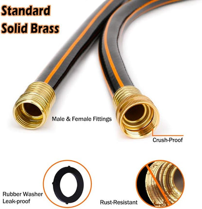 Solution4Patio Leader Short Garden Hose 5/8 in. x 10 ft. -Kink Free, No Leaking, Male/Female Fittings -Heavy Duty Durable Flexible Lightweight Water Pipe -Brass Aluminum Ends for Household & Yard Use