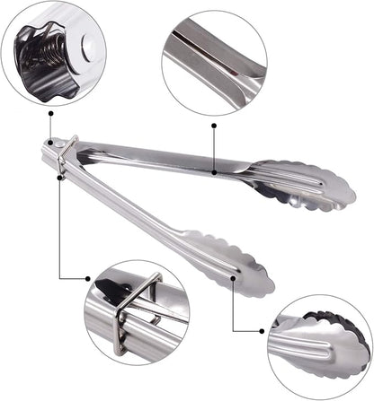 Mini Stainless Steel Serving Tongs Small Tongs for Serving Food Cooking Salad Grilling (7-Inch 3 Pieces)