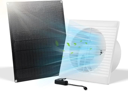 SUNYIMA Solar Powered Exhaust Fan, 15W Weatherproof Solar Panel with 8 Inch Solar Exhaust Fan for Shed Ventilation, Small Chicken Coops, Greenhouses, Pet Houses, Window Exhaust, Garage