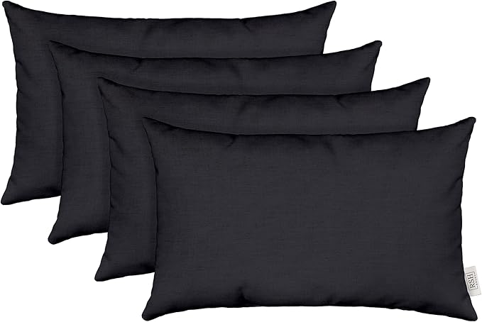 RSH Décor Sunbrella Jumbo Lumbar Pillow Covers – Set of 4 | 26" x 16" | Outdoor Use – Patio, Lounge, Adirondack, Deck | Water & Fade-Resistant | Play Navy | Includes Down-Alternative Inserts