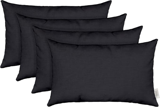 RSH Décor Sunbrella Jumbo Lumbar Pillow Covers – Set of 4 | 26" x 16" | Outdoor Use – Patio, Lounge, Adirondack, Deck | Water & Fade-Resistant | Play Navy | Includes Down-Alternative Inserts