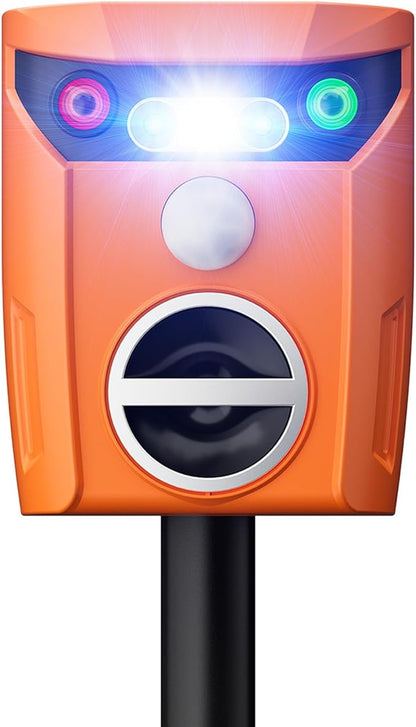 X-PEST Ultrasonic Animal Repeller Solar Powered Outdoor, 360° Ultrasonic Cat Repeller with LED Flashing Light, Waterproof Deer Repellent Devices for Repelling Sankes, Raccoons, Cats, Dogs, Rabbits