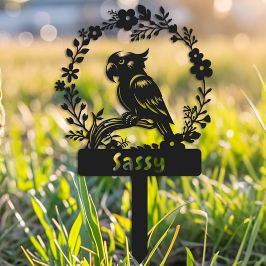 Custom Parrot Memorial Stake,Metal Parrot Grave Marker,Parrot Garden Sign,Remembrance Stake,Bird Loss,Outdoor Garden Yard Sign Parrot 14inch