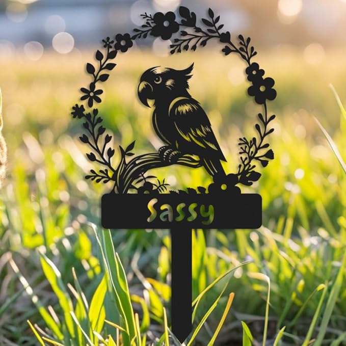 Custom Parrot Memorial Stake,Metal Parrot Grave Marker,Parrot Garden Sign,Remembrance Stake,Bird Loss,Outdoor Garden Yard Sign Parrot 8inch