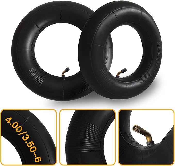 2-Pcs 4.10/3.50-6 Inner Tube 4.00/3.50-6 13 x 4.00-6 3.50-6 4.00-6 4.10-6 Replacement Inner Tube for Wheelbarrows, Mowers, Hand Trucks and More
