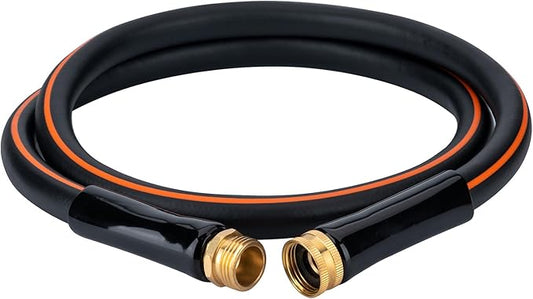 EASTRANS Short Garden Hose 15 ft x 5/8", Heavy Duty Black Orange Water Hose with 3/4" Solid Brass Connector, Flexible, Lightweight, Durable