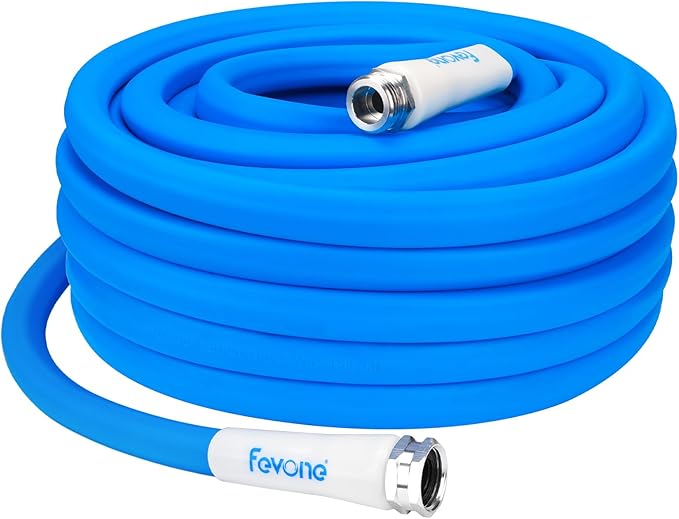 Fevone Kink-Free Garden Hose 75 ft., Flexible and Durable, 3-Sided Prism, Heavy Duty Water Hose, Leak-Free Connections