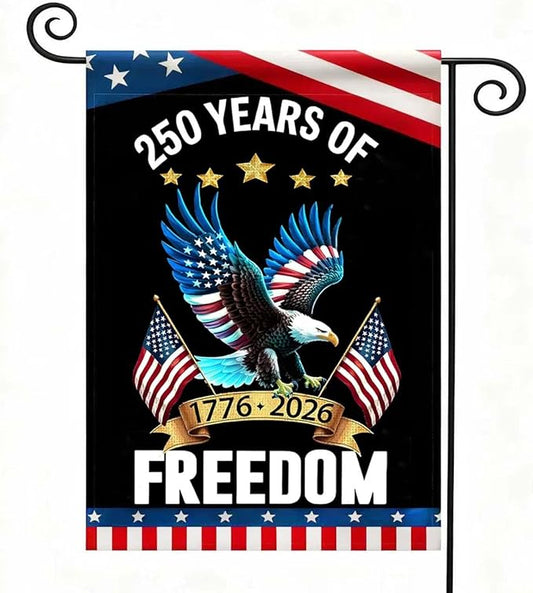 America 250 Years Garden Flag,250th Anniversary USA Double-Sided Cotton Linen Flags with Eagle Design,1776-2026 No Kings of Freedom(A_2.33 x 3.33 ft)