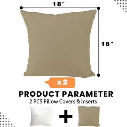 idee-home Outdoor Pillows with Inserts Included, Patio Outside Square Pillows Waterproof Set of 2, 18 x 18 inch
