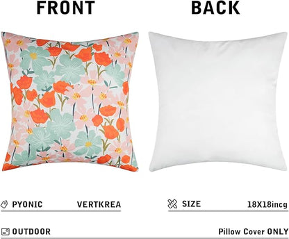 Pyonic Pack of 2 Outdoor Pillows Cover 18X18 inch Floral Waterproof Outdoor Throw Pillow Covers for Patio Furniture Porch