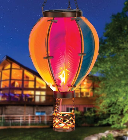 Regal Art & Gift Hot Air Balloon Solar Lantern – Hanging Solar-Powered LED Lights, Waterproof Portable Decorative Outdoor Lamp Made of Metal & Glass for Garden, Patios & Pathway – Rainbow(Small)