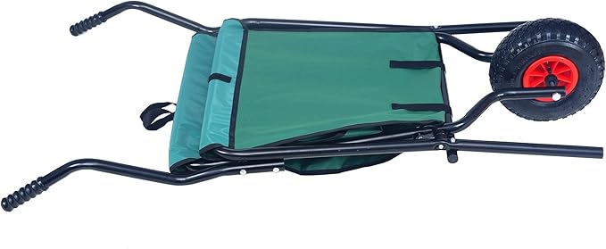 176 LBS Wheelbarrow, Green Foldable Heavy Duty Yard Cart, Iron and Oxford Cloth Lightweight Lawn Cart with 10 Inch Pneumatic Tires, for Grass, Leaf, Garden Supplies