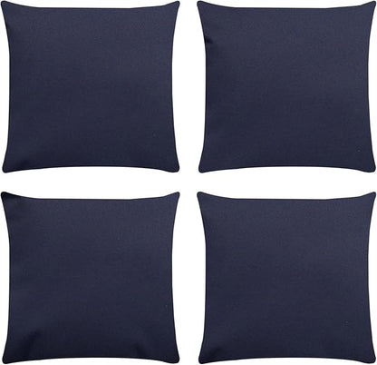 Covers & All Premium Square Throw Pillow Inserts with Covers Set of 4, 14 x 14 Inches Navy Blue, Decorative Cushions for Couch Sofa Home Decor Office Travel UV Resistant Waterproof Soft Cushions