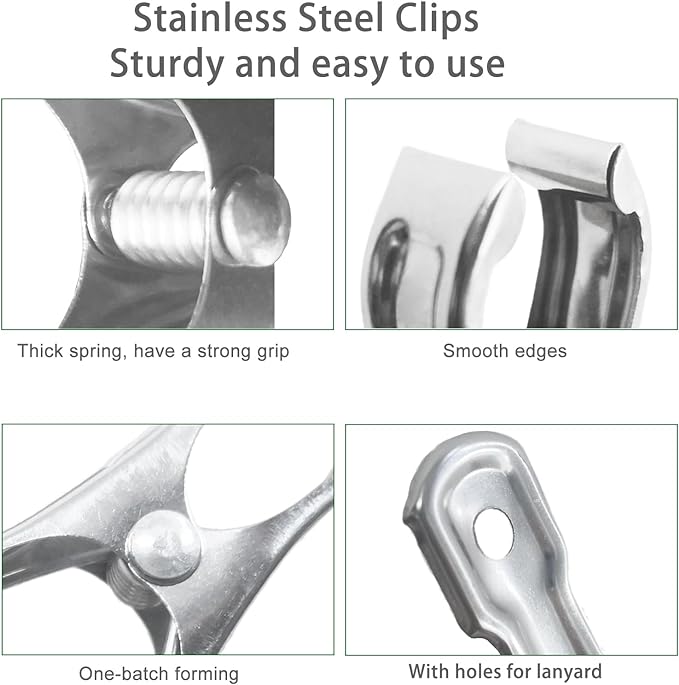20 Pcs 2inches Gardening Clips for Netting, Greenhouse Clamps Made of Stainless Steel, Have a Strong Grip of Metal Clips, For 3/8'', 1/2'', 3/4'' Garden Hoops or Greenhouse Frame