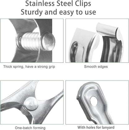 20 Pcs 2inches Gardening Clips for Netting, Greenhouse Clamps Made of Stainless Steel, Have a Strong Grip of Metal Clips, For 3/8'', 1/2'', 3/4'' Garden Hoops or Greenhouse Frame