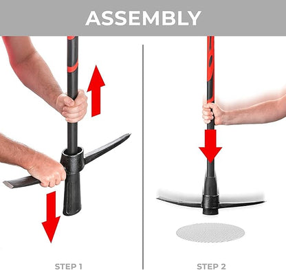 INTERTOOL Pick Axe for Digging - 36” Heavy Duty Garden Mattock Pickaxe - Rust Resistant Steel with Adze Hoe & Shock Absorbing Fiberglass Anti-Slip Handle - Cultivate, Loosen Soil, Dig - HT08-0305