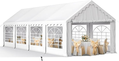 MFSTUDIO 13x26 Party Tents, Outdoor Heavy Duty Tents for Parties with Removable Sidewalls, Canopy Events Tent Shelter for Outdoor Wedding Birthday Backyard, White