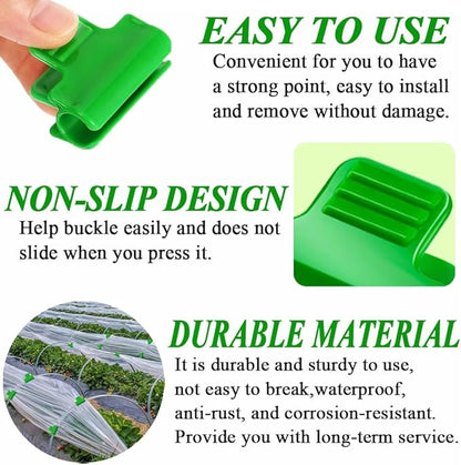 15pcs Greenhouse Clamps, 25mm Garden Hoops Clips Green Film Row Cover Netting Tunnel Plant Frame Shading Netting Rod Clip for Fixing Greenhouse Frame Shelters Garden Net (24-26mm Poles)