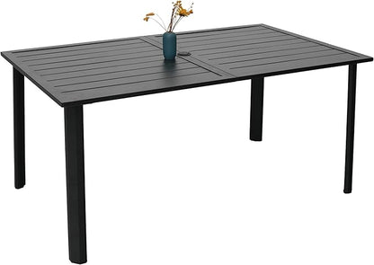 7-Piece Outdoor Dining Set, 6 Swivel Chairs & 63'' Rectangular Dining Table with All Weather Frame Furniture Set -Brown Style2