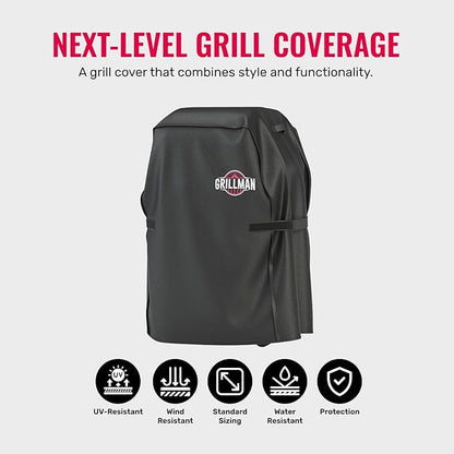 Grill Cover by Grillman, Black, 30 Inch, BBQ Outdoor Grill Covers, Charcoal & Gas Grills, Waterproof, Rip-Proof, Weather-Resistant, Anti-UV, Barbecue Cover for Weber, Genesis, Charbroil, Nexgrill, etc