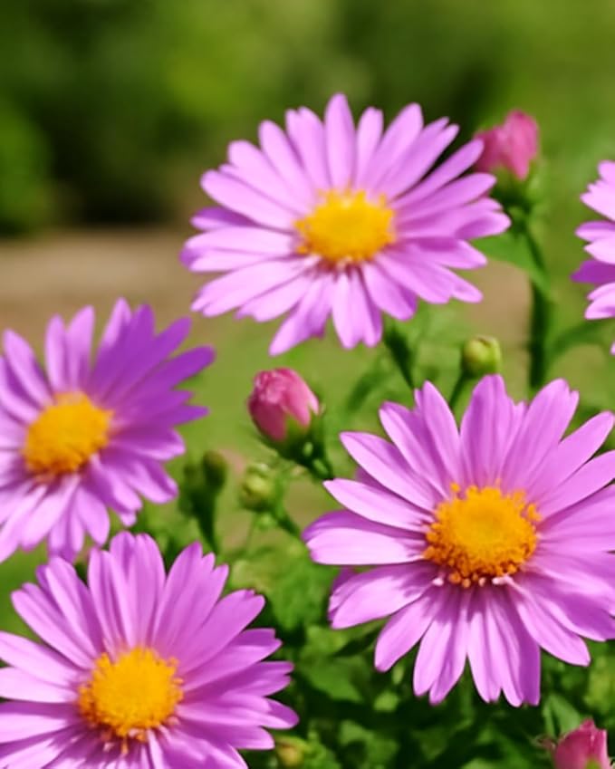 Perennial Farm Aster X 'Wood's Pink' – Live Dwarf Aster Perennial in #1 Container, Compact Habit with Rose-Pink Daisy-Like Blooms, Pollinator Friendly, Long Blooming, Great for Borders & Fall Gardens