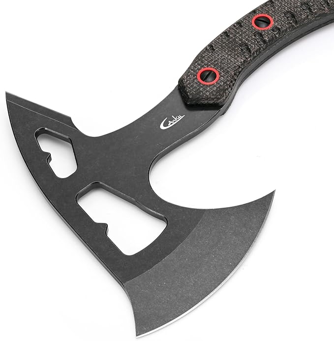 C1392 Camping Axes,DC53 Steel Blade with Micarta Handle Chopping Axe Bushcraft Camping Axes Survival Hatchet with Kydex Sheaths for Hiking Hunting Camping Splitting Chopping Wood(Black)
