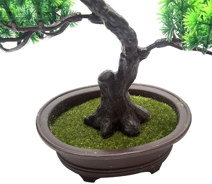 KOET Artificial Bonsai Pine Tree, 11Inch Faux Potted Plant Desk Display Fake Tree Pot Ornaments, Japanese Cedar Bonsai Plant for Home, Office Decoration