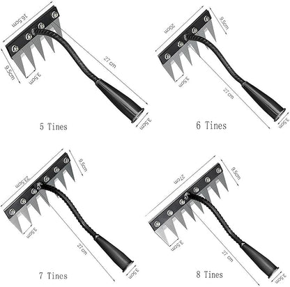 Gardening Hand Weeder Tool,Manual Weeder Tool with Detachable Blades, 4 Sizes High Carbon Steel Dual-Edge Design for Farm Garden Lawn Weed Removal, Soil Cultivation & Root Extraction (8 Tines)