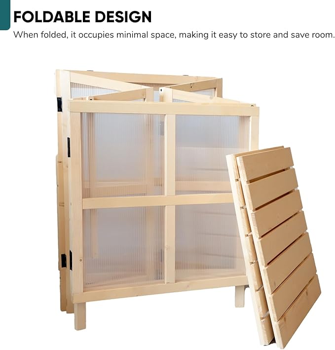 JOYBASE Wooden Cold Frame Greenhouse for Outdoors - 2 Tier Mini Greenhouse with Adjustable Roof - Ideal for Patio, Balcony, Garden & Seed Starting