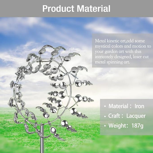 Wind Spinner，3D Patio and Garden Decor Outdoor Art Outside Decorations，Lawn Art Kinetic Windmill Craft Decorative Gift Women Mom Grandma Wife (Silver)