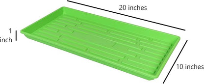 SUNPACK 10" x 20" Heavy Duty Shallow Plastic Seed Starting Tray, Green, 1" - No Drainage Holes, Perfect for Greenhouses or Indoor Gardening