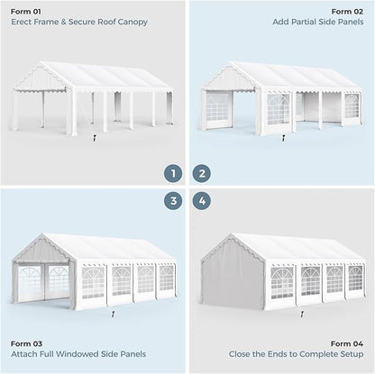GREEN PARTY 13x26FT Party Tent Heavy Duty, Large Wedding Event Shelters with 3 Carry Bags & Removable Sidewalls, Outdoor Canopy Gazebo Commercial Tent for Carport Camping Garden Patio