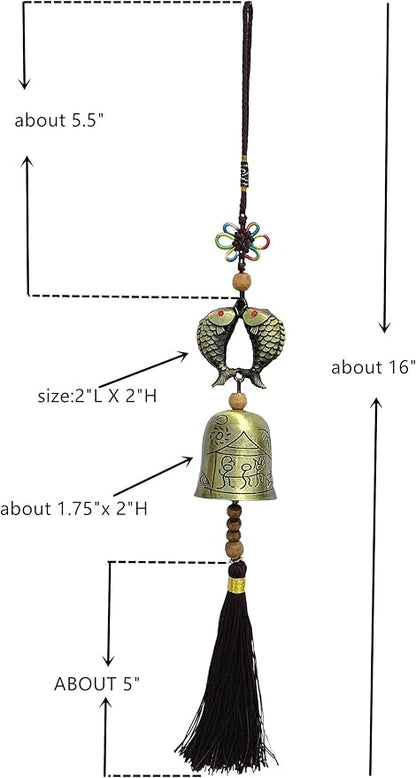 Betterdecor Traditional Lucky Feng Shui Wind Chime Bell Hanging Ornament Decoration for Protection Success Peace and Wealth (Double Carps)