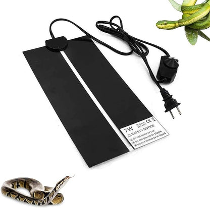 Reptile Heating Mat with Temperature Adjustment, Waterproof Reptile Heat Pad Under Tank Terrarium Heater for Amphibians, Small Animals, Seeding (7W 11 x 5.9 in)