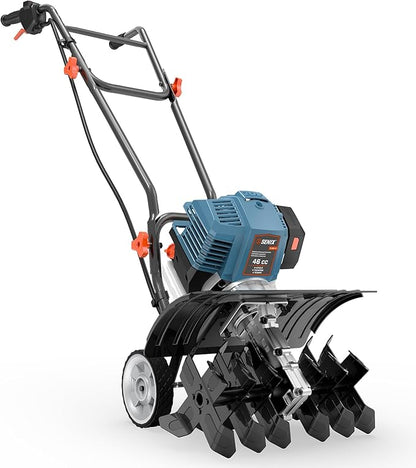 SENIX 4QL 4-Cycle Gas Powered Tiller Cultivator, 46cc Full Crank Engine, 15-Inch Tilling Width, 8-Inch Tilling Depth, Easy Start, Foldable Handles for Compact Storage (TL4QL-L1)