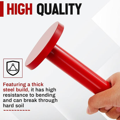 48 Inch Tamping and Digging Bar Steel Bars Post Hole Digger Tamping Bar (Red)