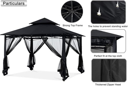 MASTERCANOPY Outdoor Garden Gazebo for Patios with Stable Steel Frame and Netting Walls (9x9,Black)