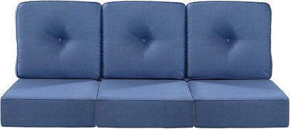 Luxury 22x24/22x25 6-Inch Patio Sofa Cushions Set of 3 - Memory Foam Deep Seat Water Repellent Patio Cushion for Dining Rocking Swivel Chairs Loveseat 3-Seater Sectional Couch - Navy Blue