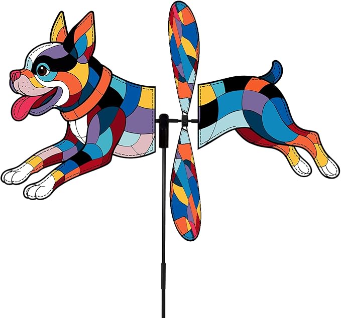 Boston Terrier Petite Spinner Outdoor, Boston Terrier Dog Wind Spinner for Yard and Garden