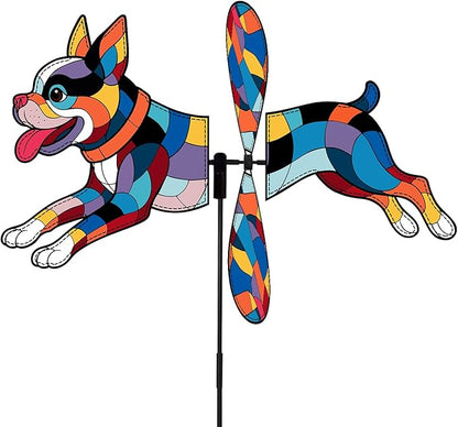 Boston Terrier Petite Spinner Outdoor, Boston Terrier Dog Wind Spinner for Yard and Garden