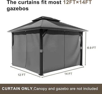 BPS 12' x 14' Gazebo Curtain Privacy 4-Panel Sidewall Outdoor Replacement Shade (Only Curtain)