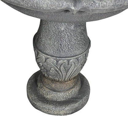 Garden Rustic Outdoor Floor 2-Tier Water Fountains 48.4" H Classical Flowerpot Shape Top Concrete Fountain and Waterfalls for Outdoor, Garden, Backyard, Porch, Deck, Patio