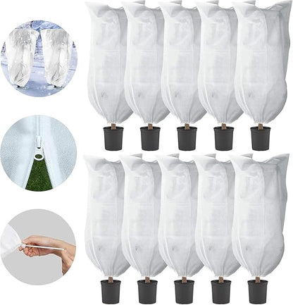 Plant Covers Freeze Protection – 35" × 50" Reusable Plant Protector Bag with Drawstring and Zipper for Plants Trees Shrub, Frost Jacket Warm Blanket for Freeze Frost Protection Season Extension