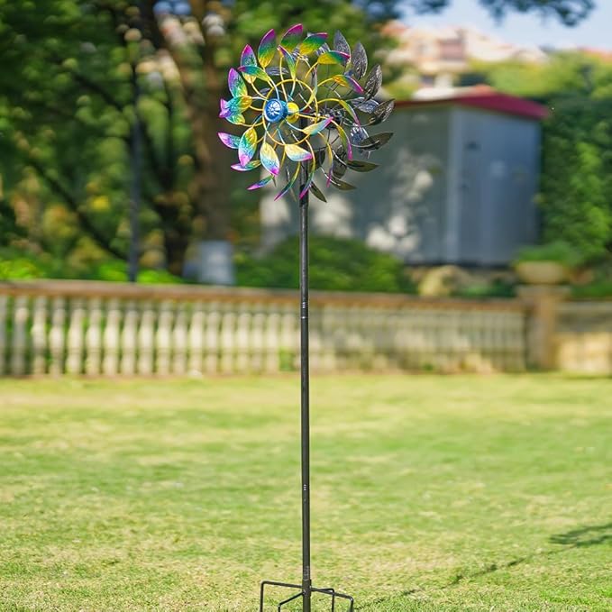 DREAMSOUL 360° Wind Spinners Outdoor with Metal Stake, Kinetic Two-Way Wind Spinners for Yard and Garden Decor (63 * 13 Inches)